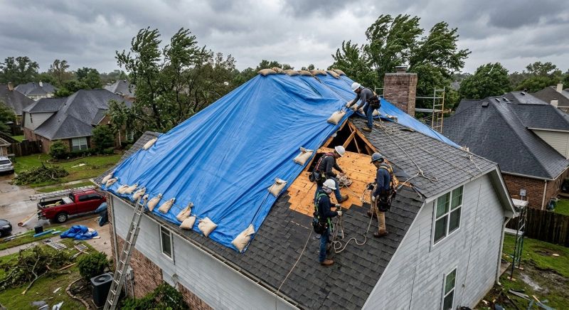 Storm Damage Roof Tarping in Conifer, CO